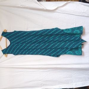 Anokhi dress Block Print Boho Lagenlook Midi Dress Relaxed Fit Slip 70's…